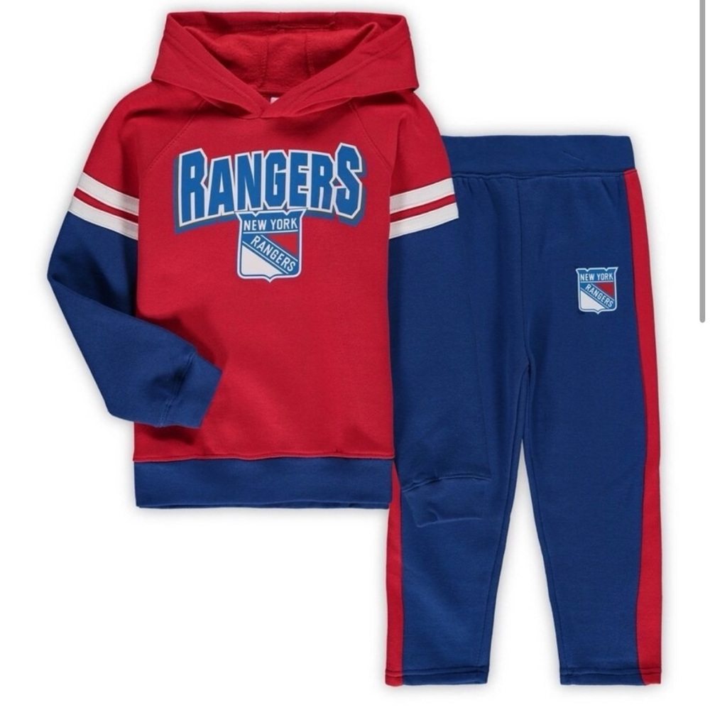 Red and Blue New York Rangers Hoodie and Pants Set
